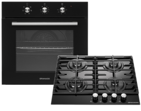 Комплект (духова шафа  + варильна поверхня) GRANADO GEO 62-0200 black + GGH 62-104 black glass