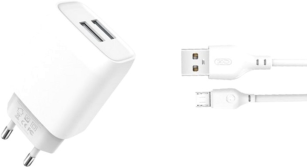 Зарядний пристрій  XO 2xUSB 2.4A + cable USB to Micro 5P white (L57-M-WH)