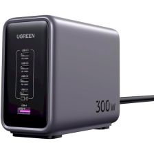 Зарядний пристрій  UGREEN CD333 Nexode 300W 1xUSB-A, 4xUSB-C, PD3.1, QC4.0 GaN Wall Charger Gray (90903B)