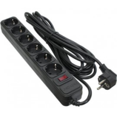 Мережевий фільтр PATRON 3.0 m3*1.5mm2 (SP-1663) 6 розеток BLACK (EXT-PN-SP-1663)