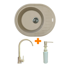 Мийка кухонна ADAMANT Ovum сахара c сифоном Nova + кухонний змішувач та дозатор