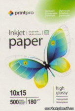 Фотопапір PrintPro глянц. 180г/м, 10x15 PG180-500