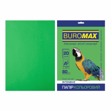 Папір  Buromax А4, 80g, INTENSIVE green, 20sh (BM.2721320-04)