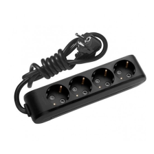 Мережевий подовжувач Panasonic X-tendia із заземленням 4 гнізда, 5 м, з захистними шторками, чорний