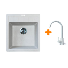 Мийка кухонна ADAMANT Brick Old Stone з сифоном + кухонний змішувач