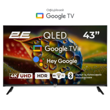 Телевізор  43" 2E QLED 4K 60Hz Smart Google TV Black 2E-43A77Q