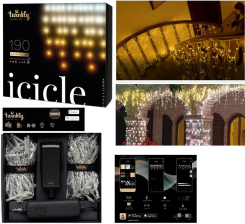 Гірлянда  Smart LED Twinkly Icicle AWW 190, Gen II, IP44, довжина 5м, кабель прозорий TWI190GOP-TEU