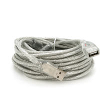 Подовжувач  USB 2.0 AM/AF, 10.0m, 2 ферити, прозорий білий Q70