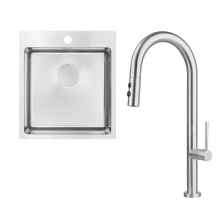 Набір для кухні Deante Olfato стальна мийка ZPO_010A + зміш. BQO_F72M, матова сталь ZPOE010A