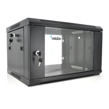 Шафа   Merlion 6U, 600*600*367 (Ш*Г*В)мм  загартоване скло, чорна. сталь 1,2мм з замком