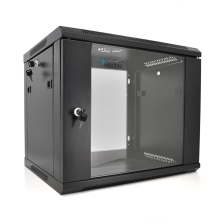  Шафа 9U, 600*450*500 (Ш*Г*В) мм  загартоване скло, чорна. сталь 1,2мм з замком