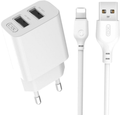 Зарядний пристрій  XO L109 12W (2USB/2.4A) + USB - Lightning White (XO-L109-L)