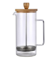 Френч-прес  Ardesto Midori, 800мл, боросилікатне скло, нержавіюча сталь, бамбук, прозорий AR1009WL
