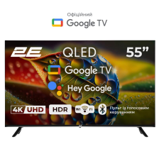 Телевізор  55" 2E QLED 4K 60Hz Smart Google TV Black 2E-55A77Q