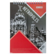 Блокнот  Buromax на пружині зверху METROPOLIS, А4, 48 л., клітина, картонна о (BM.24445101-05)