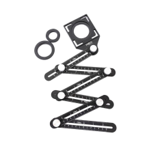 Лінійка  NEO кутова, алюміній, 6 плечей шкалою 0-6 см, отвори у шаблоні 2.5/4/4.5 см 72-351