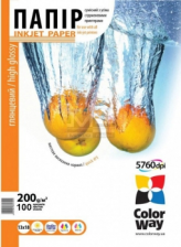 Фотопапір ColorWay глянцевий 200г/м, A4 PG200-100 карт.уп.