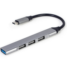 Концентратор Gembird 1xUSB3.1, 3xUSB2.0, металл, Grey (UHB-CM-U3P1U2P3-03)