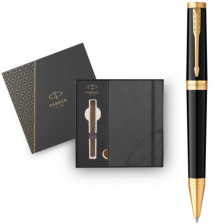 Ручка кулькова  Parker INGENUITY Black Lacquer GT BP + блокнот Parker + подар.упак. GIFT24 (60 032b24