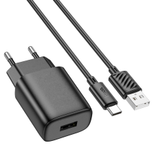 Зарядний пристрій HOCO C134A Solid single-port charger set (Type-C) (EU) Black