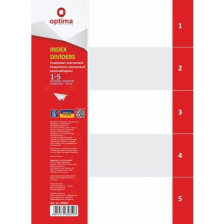 Роздільник сторінок  Optima А4 пластик, 1-5 розділ, цифровий (O35810)