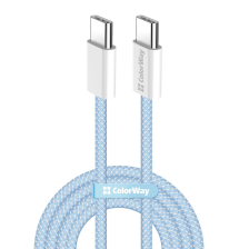 Кабель  ColorWay USB Type-C + USB Type-C (M/M), 3.0 А, 1 м, Blue (CW-CBPDCC061-BL)