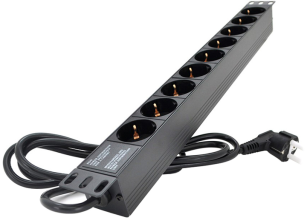 Силовий блок  19" 9 розеток, кабель 1.8м, алюм. корпус Pipo (PP9PDUGR)