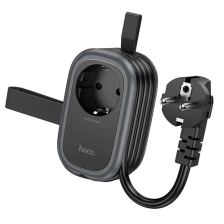 Мережевий фільтр HOCO NS7 на 1 розетку + 2 USB+ USB-C, 20W, кабель 1.1м, 220В, Black, Box