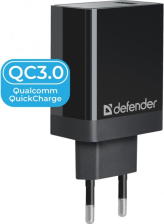 Зарядний пристрій  Defender UPA-101 black, 1 USB, QC 3.0, 18W (83573)