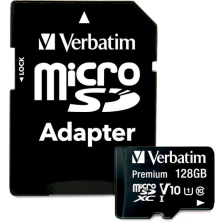 Карта пам'яті  Verbatim micro SDXC 128 ГБ (клас 10) з адаптером