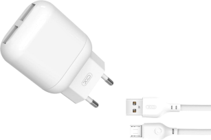 Зарядний пристрій  XO 2xUSB 2.4A + cable USB to Micro 5P white (L78-M-WH)