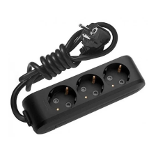  Подовжувач Panasonic X-tendia із заземленням 3 гнізда, 5 м, з захистними шторками, чорний