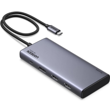 Концентратор  Ugreen USB-C to 2xUSB 3.2 + 2xUSB-C 3.2 + 2xHDMI + DP 4K60Hz + PD 100W CM639 gray 