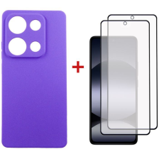 Чохол до  телефона  Dengos Xiaomi Redmi Note 14S Carbon + glass 2pcs (Purple) (DG-CTG2P-16)