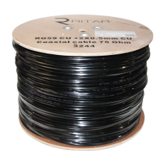 Кабель коаксіальний RITAR B305-RG59 0,81 64x0.12m CCA (з живленням), Чорний 305м