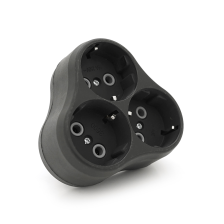 Розетка трійник із заземленням  A202В, 2Р+PE, 16А Black, Q14