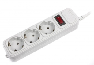 Мережевий фільтр  Maxxter (SPM3-G-6G) 3 розетки, 1.8м, белый