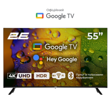Телевізор   55" 2E LED 4K 60Hz Smart Google TV Black 2E-55A07K