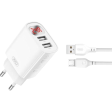 Зарядний пристрій  XO L95 (2USB/2.4A) + USB - MicroUSB White (XO-L95-M)