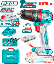 Шуруповерт  TOTAL TIDLI20668 безщітковий, ударний 20В, Li-Ion, 2ак.