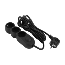 Мережевий фільтр 2E (2E-U03VES3MBK) 3 розетки, 3 м, Black