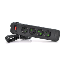 Мережевий фільтр  F24, 4 розетки EU, кнопка включення з індикатором, 2 м, 3х0,75мм, 2500W, Black, Box