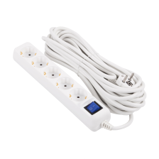 Мережевий фільтр 2E (2E-U05ES15M10WH) 5 розеток, 10 м, White