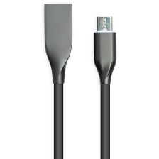 Кабель  PowerPlant USB - microUSB, 1м, силікон, чорний