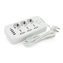  Фільтр F07U, 6 розеток (3 EU+3 Universal) + 4 USB + 1PD, кнопка включення з індикатором, 2 м, 3х0,75