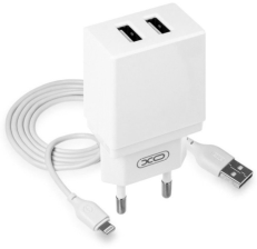 Зарядний пристрій  XO L75 2USB/2.4A + Lightning White (XO-L75-L)