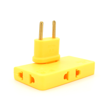 Трійник + перехідник  3 in 1, UK/US-EU, 220В, 10А, поворотний 180°, Yellow