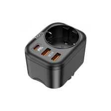 Мережевий фільтр  HOCO NS3 на 1 розетку + 2 USB + USB-C, 20W, 220В, Black