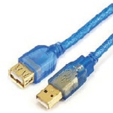 Кабель USB  AM / AF, USB 2.0, 0.5m, 1 феррит, прозрачный синий Q500