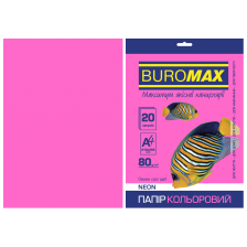 Папір  Buromax А4, 80g, NEON crimson, 20sh (BM.2721520-29)